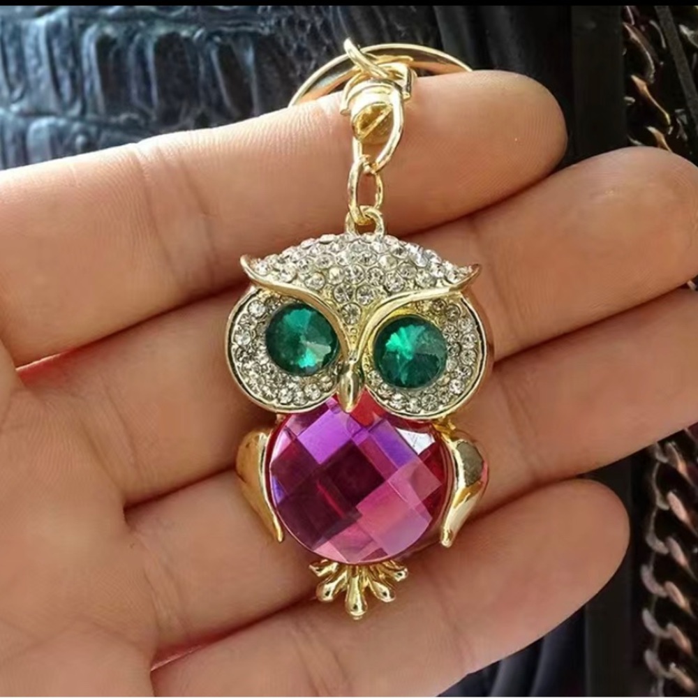 Sparkling Rhinestone owl keychain